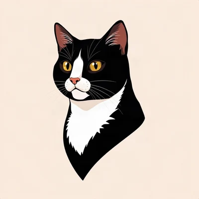 cat pfp — tuxedo cat, flat vector illustration style