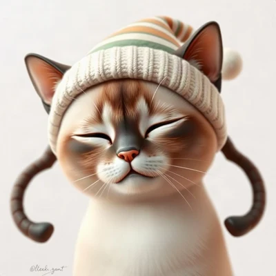 cat pfp — siamese cat, soft 3d render style, wearing a tiny beanie