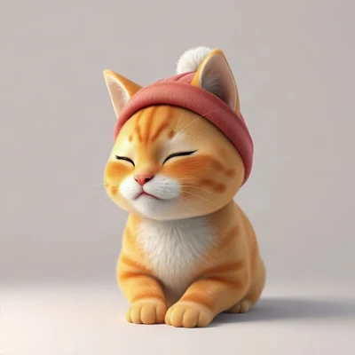 cat pfp — ginger cat, soft 3d render style, wearing a tiny beanie