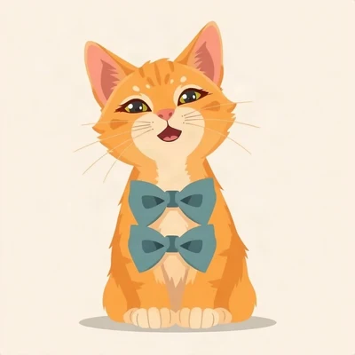 cat pfp — ginger cat, flat vector illustration style, wearing a bow tie