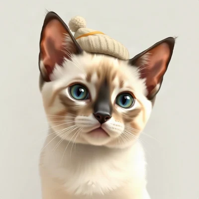 cat pfp — siamese cat, digital painting style, wearing a tiny beanie