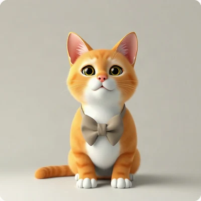 cat pfp — ginger cat, soft 3d render style, wearing a bow tie