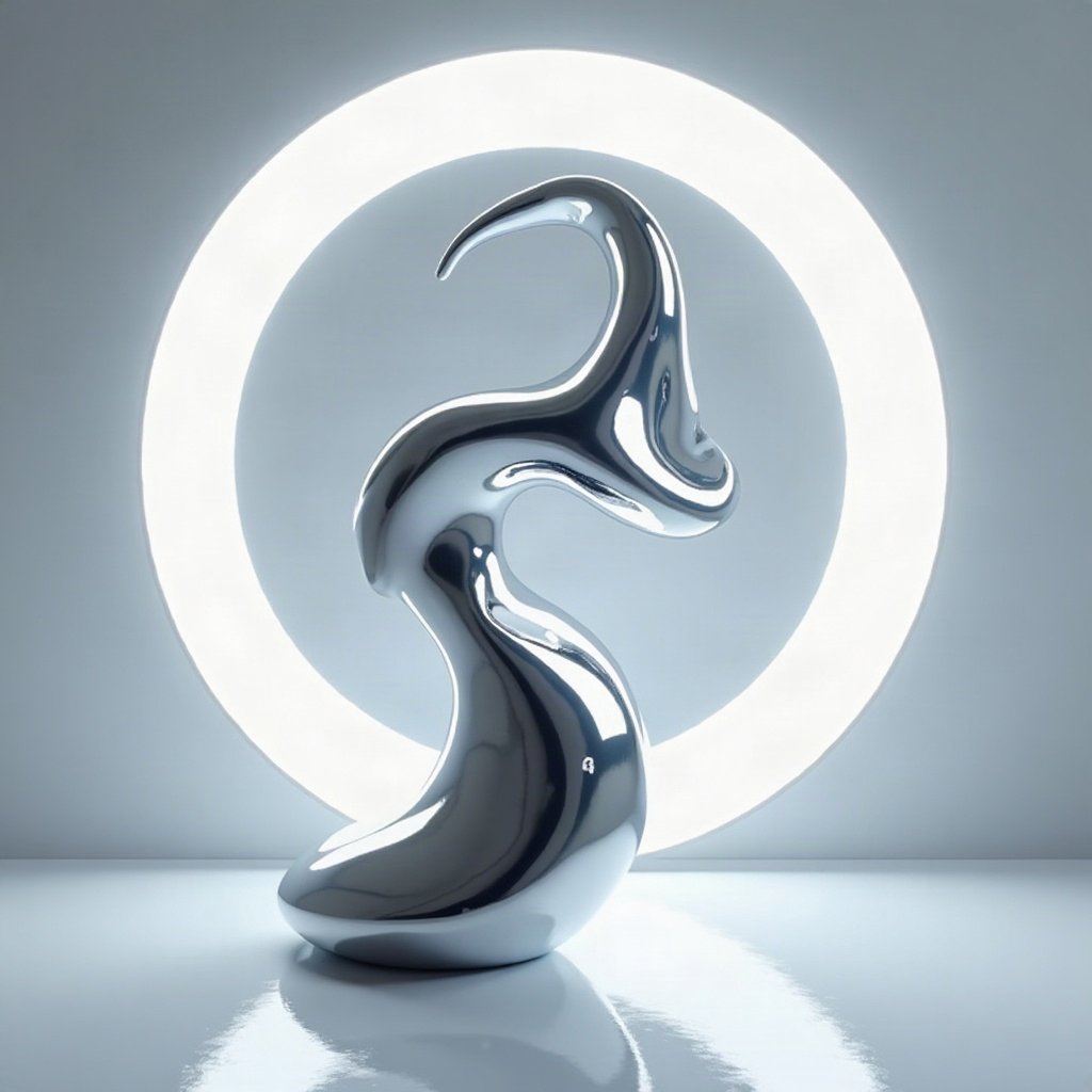 Cool PFPs — liquid chrome abstract sculpture, ice white rim light, clean studio finish