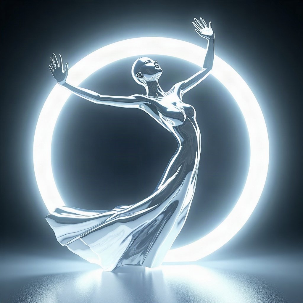 Cool PFPs — liquid chrome abstract sculpture, ice white rim light, glossy premium render