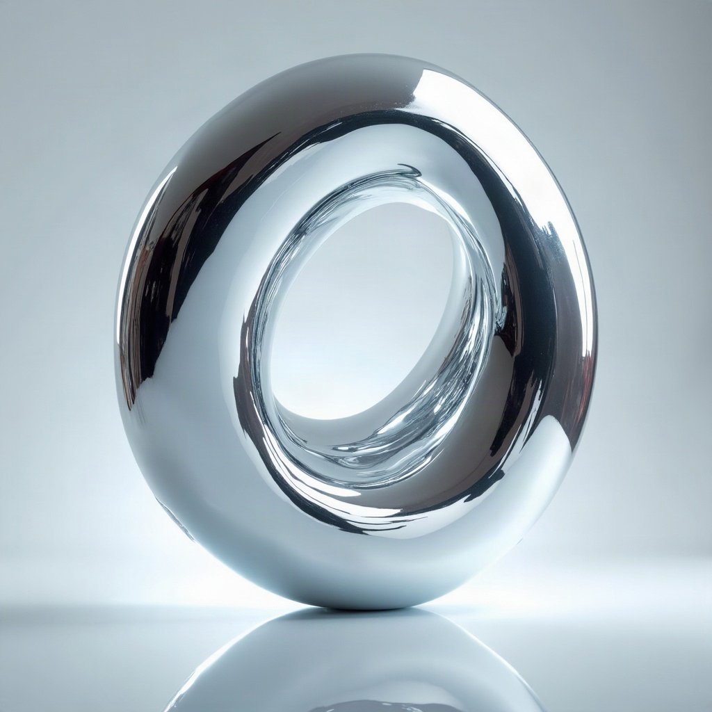 Cool PFPs — liquid chrome abstract sculpture, ice white rim light, subtle film grain