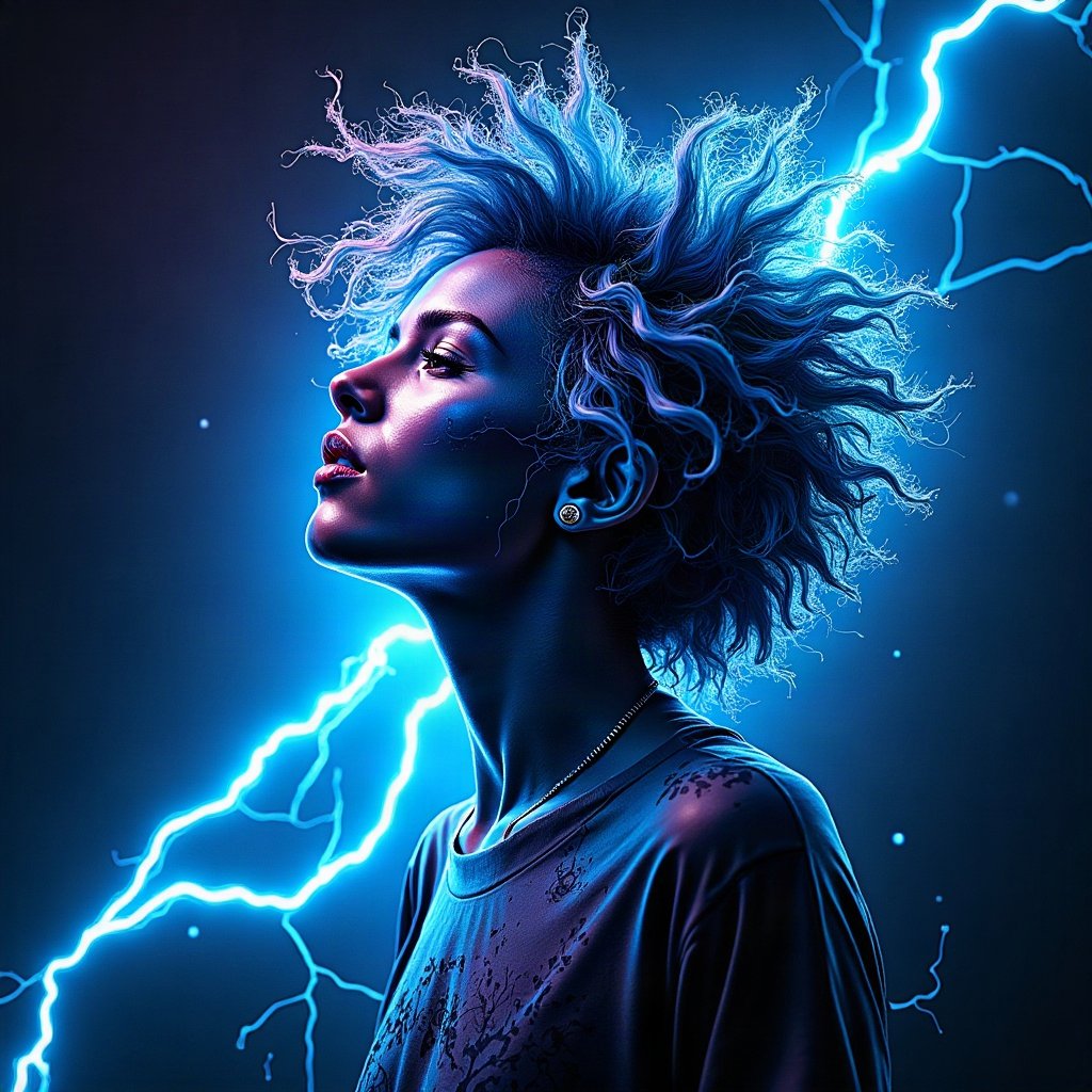 Cool PFPs — graffiti-style abstract burst, electric blue accent lighting, glossy premium render