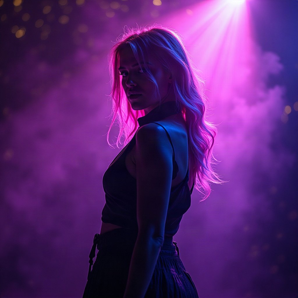 Cool PFPs — graffiti-style abstract burst, violet haze lighting, cinematic contrast