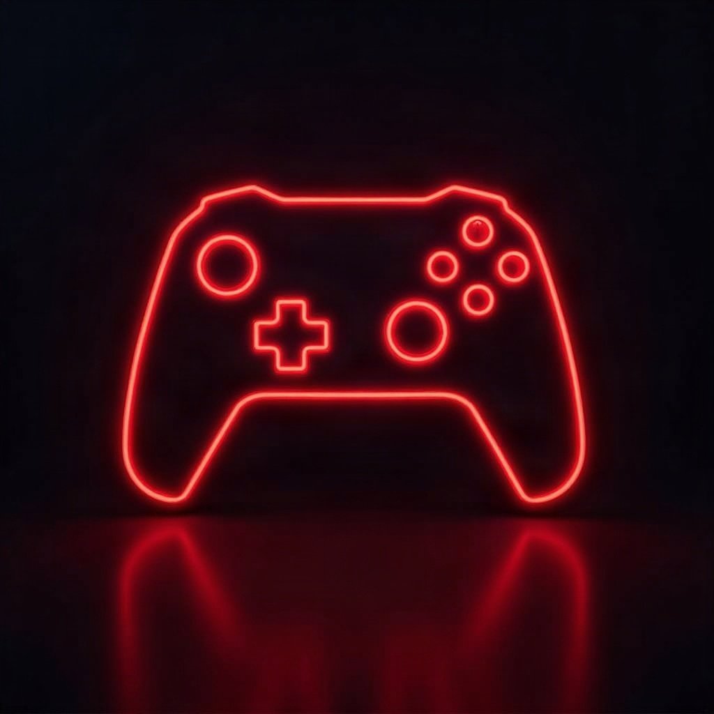 Cool PFPs — neon gaming controller silhouette on dark background, red neon glow, cinematic contrast