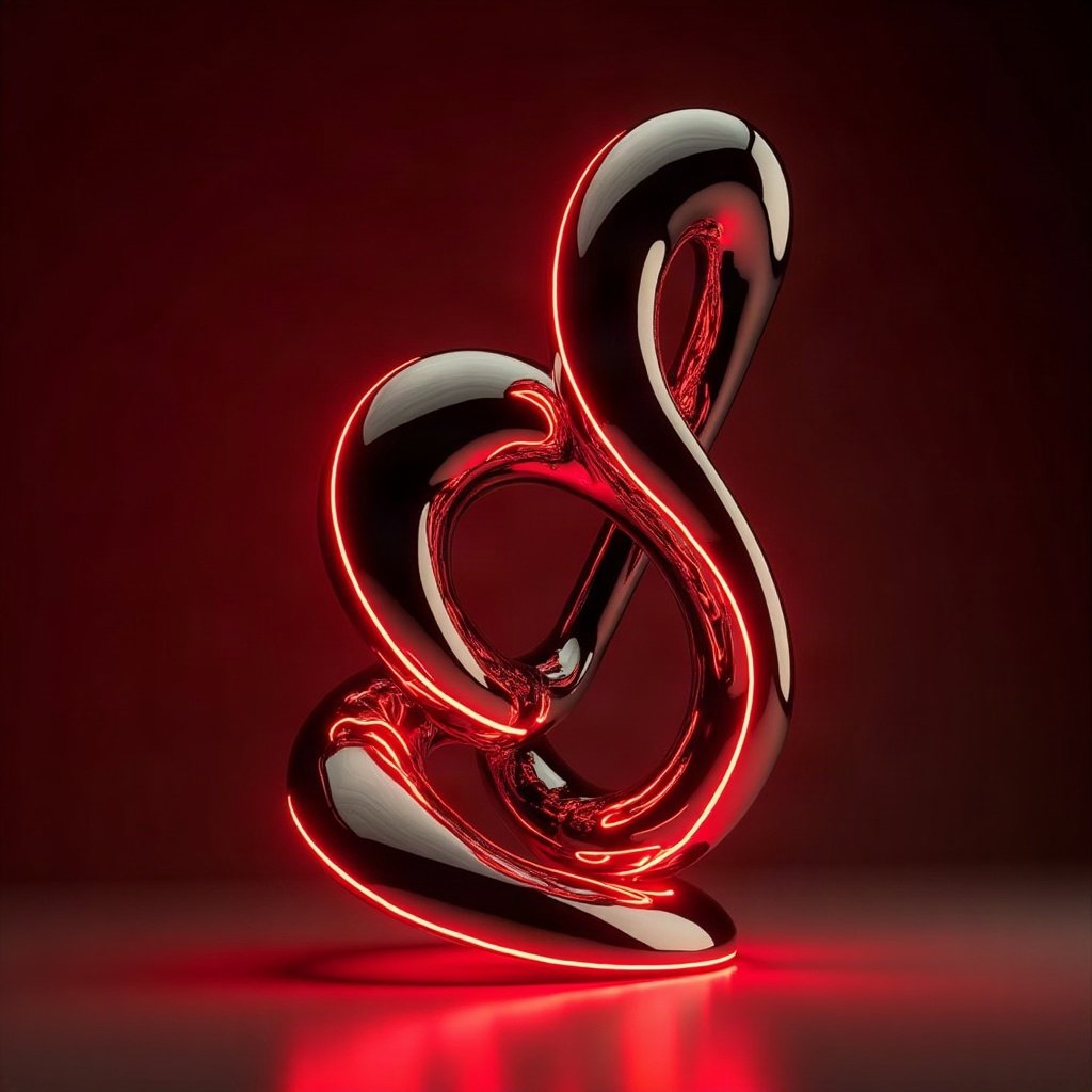 Cool PFPs — liquid chrome abstract sculpture, red neon glow, clean studio finish