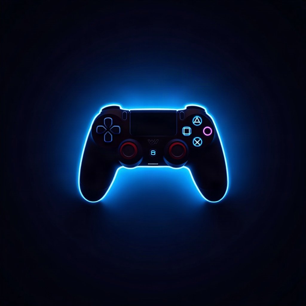 Cool PFPs — neon gaming controller silhouette on dark background, electric blue accent lighting, clean studio finish