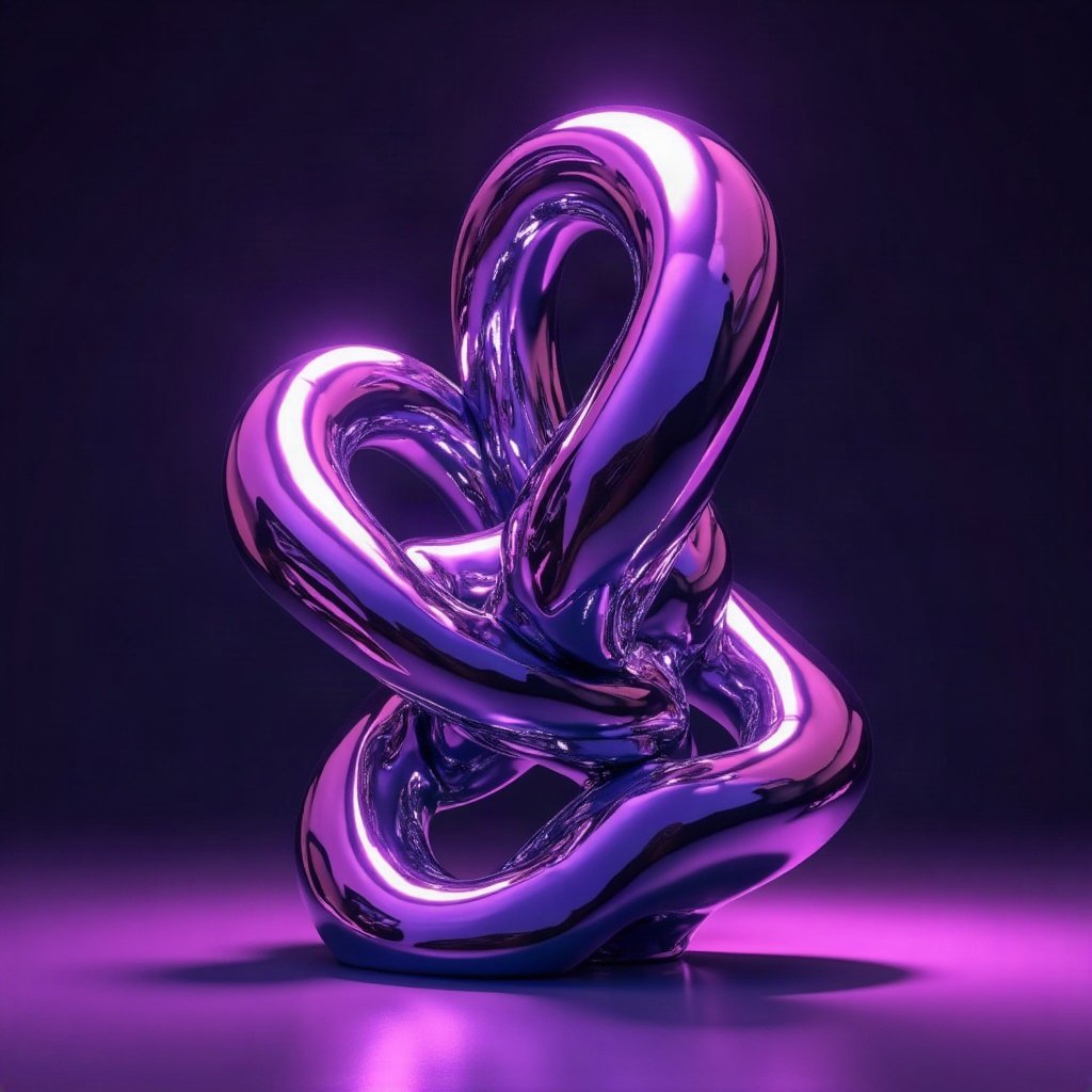 Cool PFPs — liquid chrome abstract sculpture, violet haze lighting, cinematic contrast