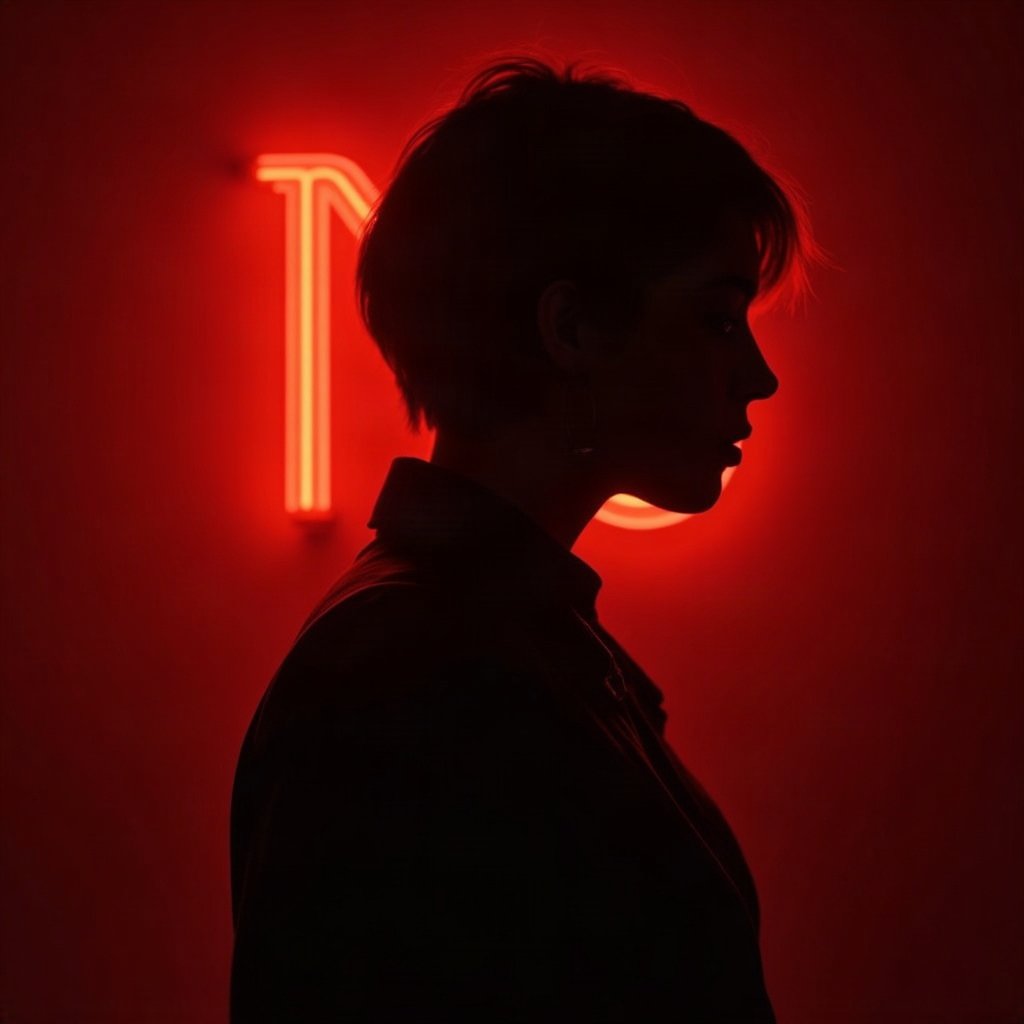 Cool PFPs — dark neon silhouette of a figure, red neon glow, clean studio finish
