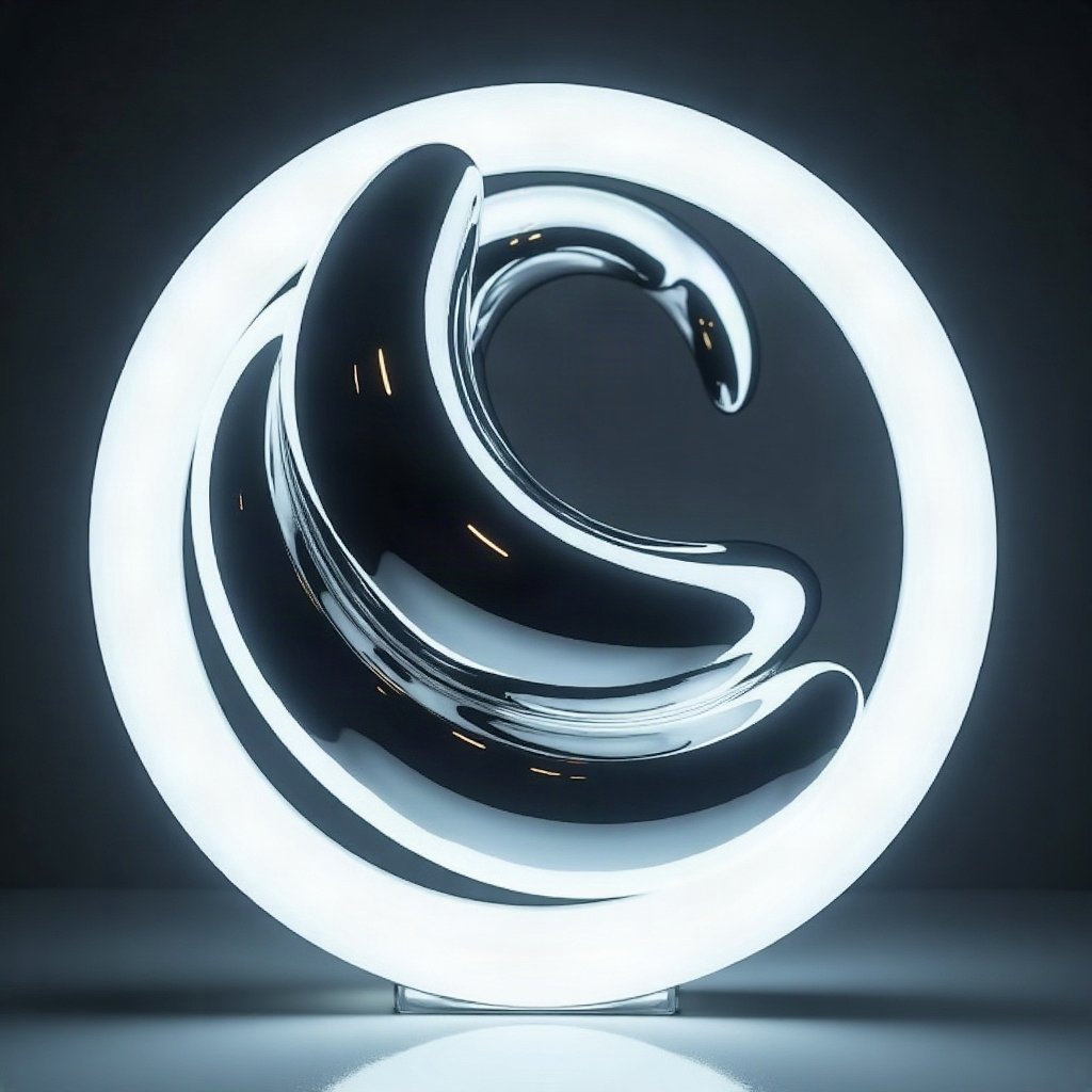 Cool PFPs — liquid chrome abstract sculpture, ice white rim light, clean studio finish