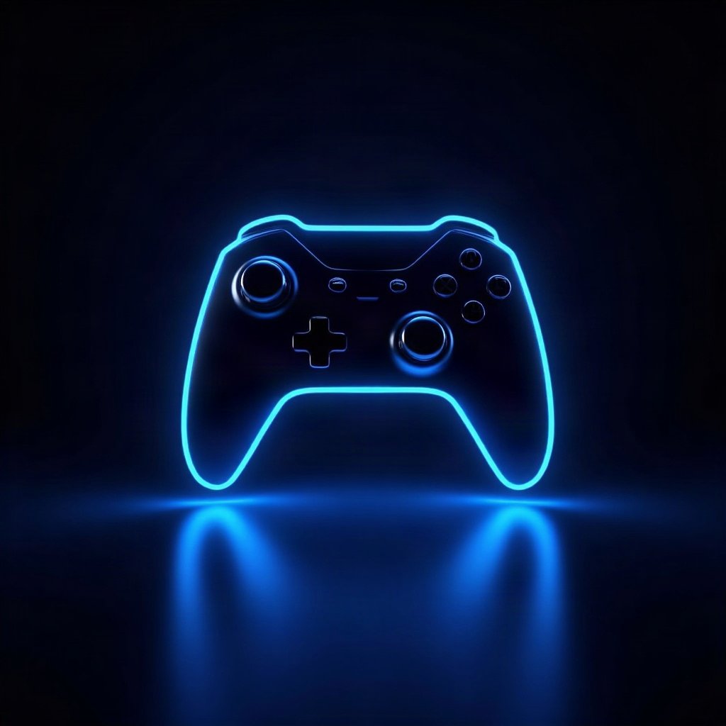 Cool PFPs — neon gaming controller silhouette on dark background, electric blue accent lighting, glossy premium render