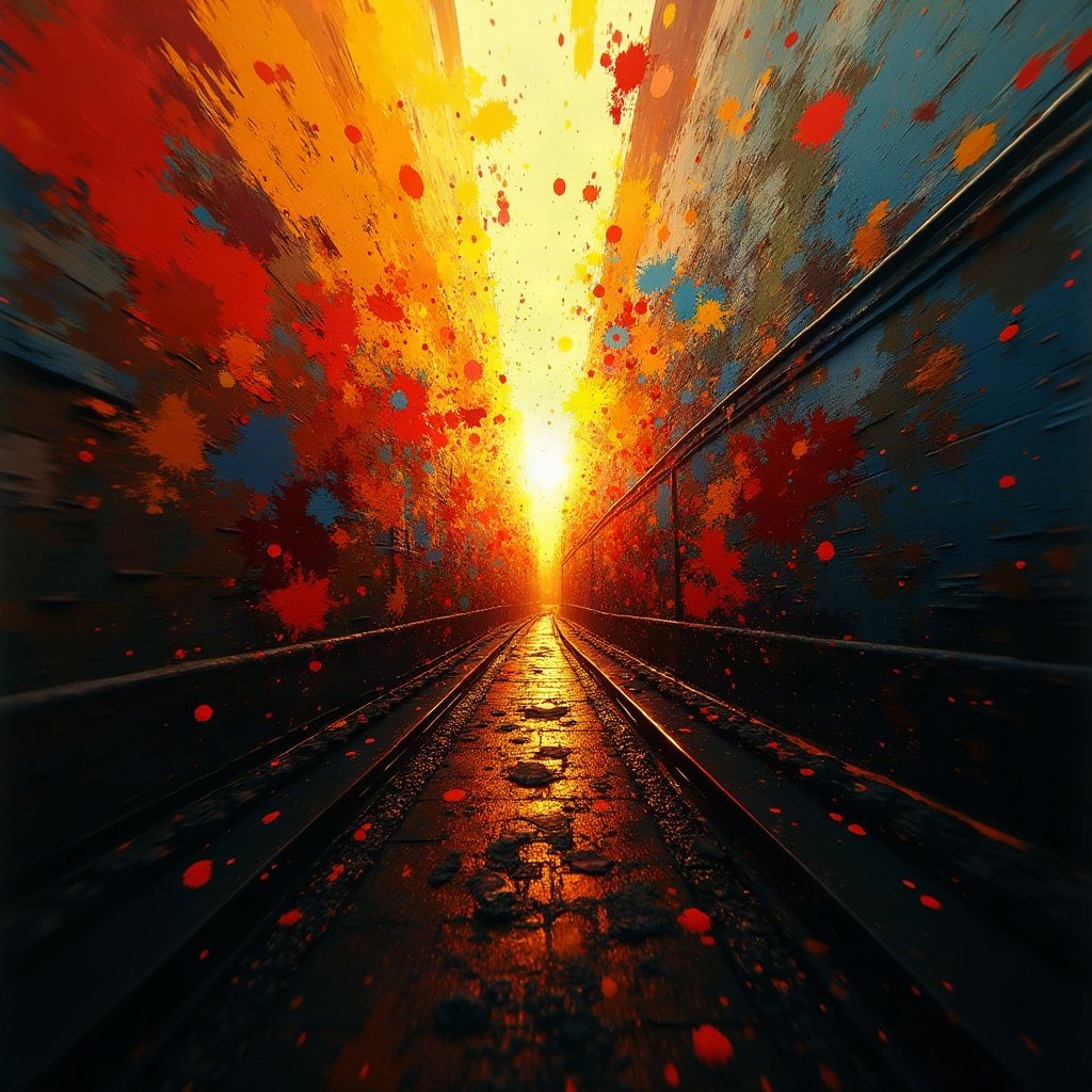 Cool PFPs — graffiti-style abstract burst, gold hour edge light, cinematic contrast