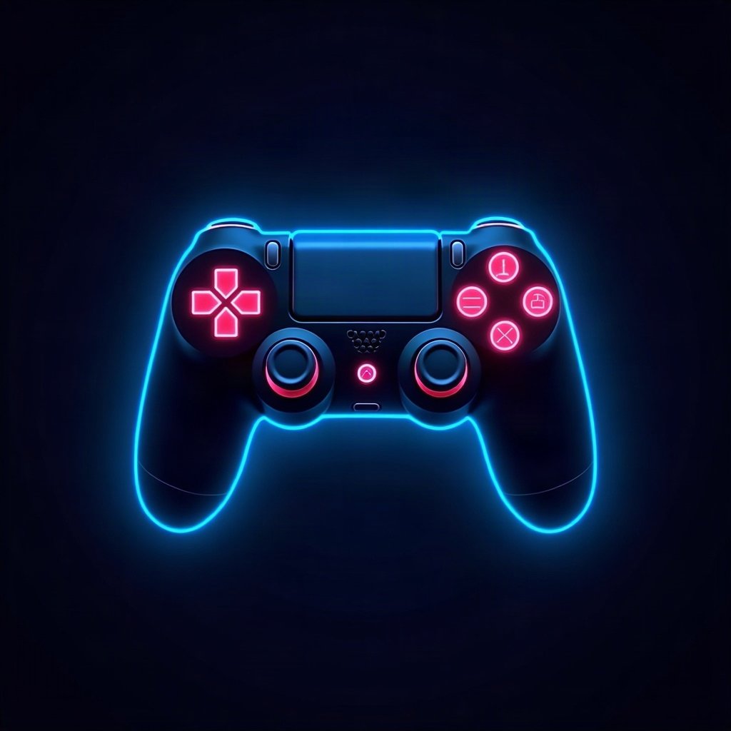 Cool PFPs — neon gaming controller silhouette on dark background, electric blue accent lighting, clean studio finish