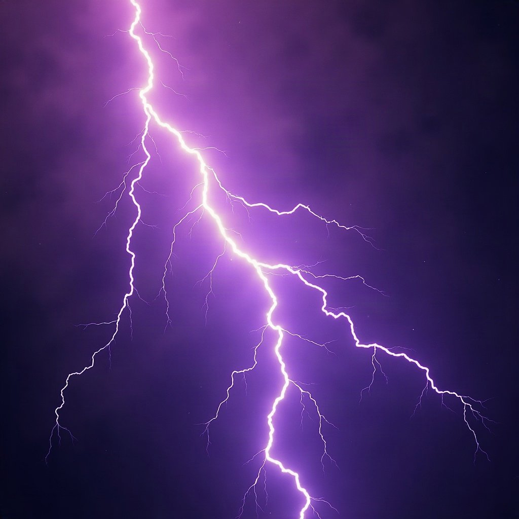Cool PFPs — electric lightning energy burst, violet haze lighting, subtle film grain