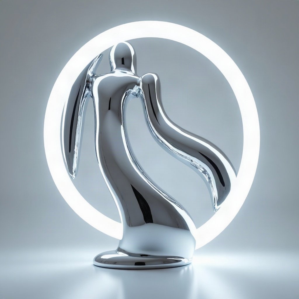 Cool PFPs — liquid chrome abstract sculpture, ice white rim light, clean studio finish