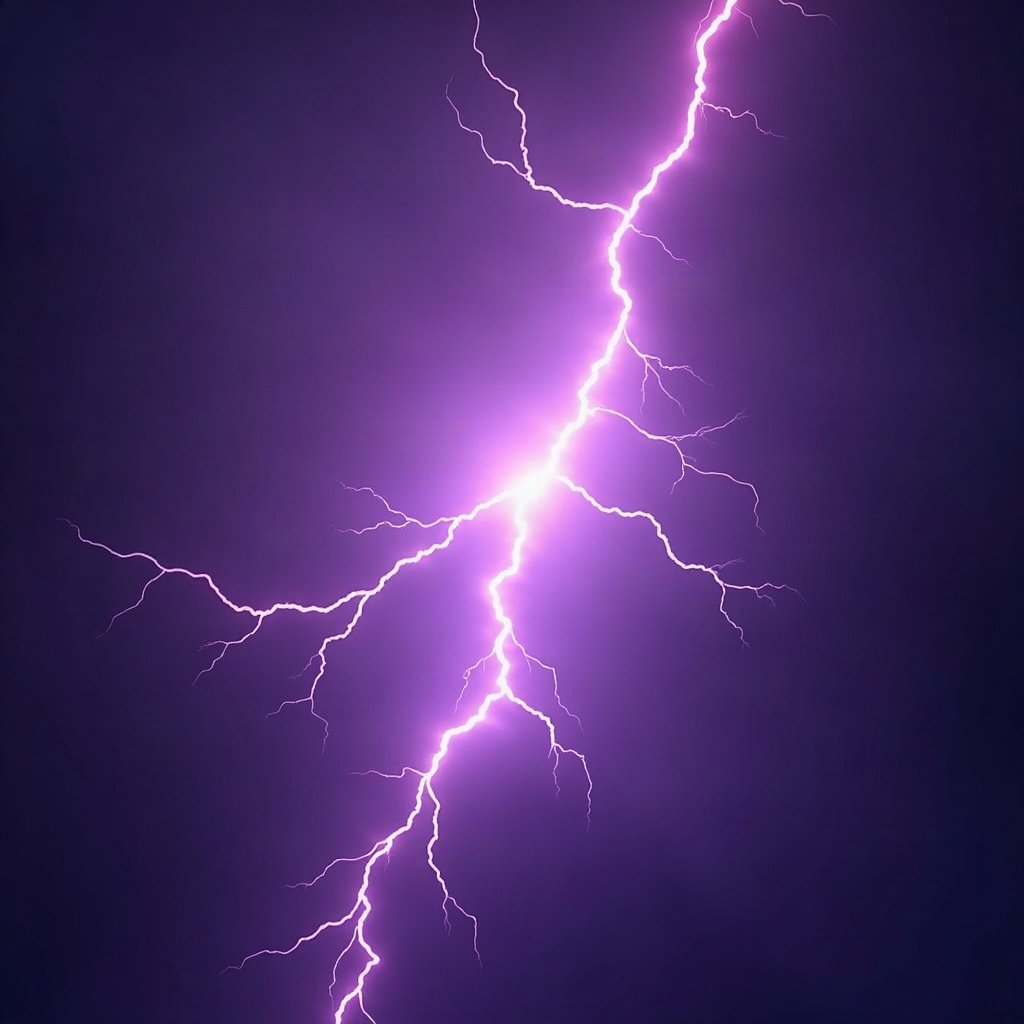 Cool PFPs — electric lightning energy burst, violet haze lighting, subtle film grain