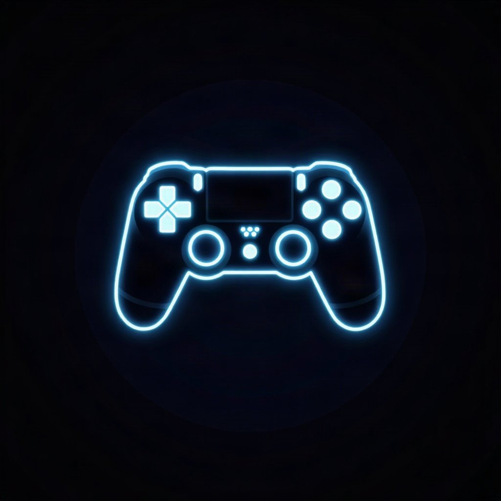Cool PFPs — neon gaming controller silhouette on dark background, ice white rim light, cinematic contrast