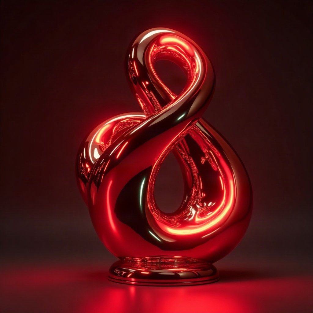 Cool PFPs — liquid chrome abstract sculpture, red neon glow, clean studio finish