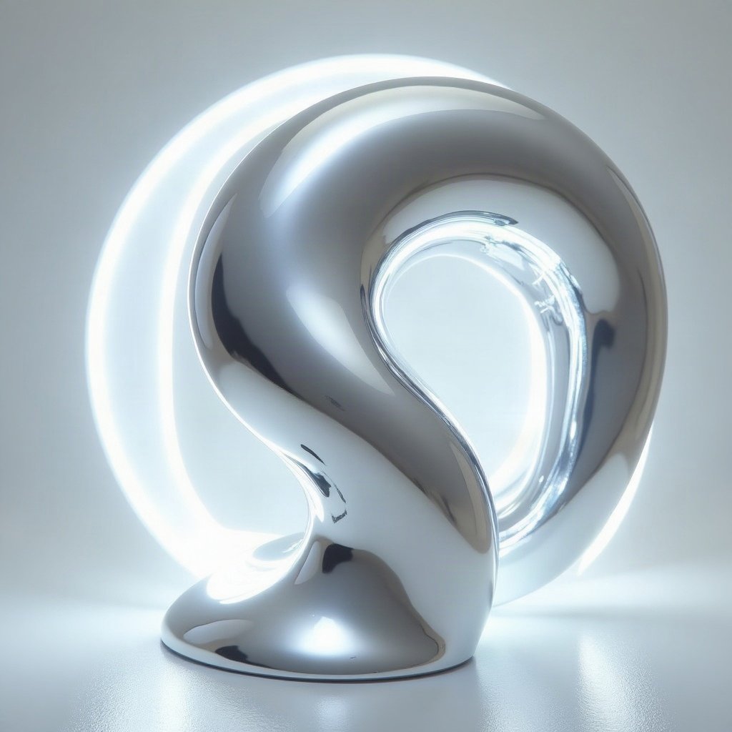 Cool PFPs — liquid chrome abstract sculpture, ice white rim light, clean studio finish