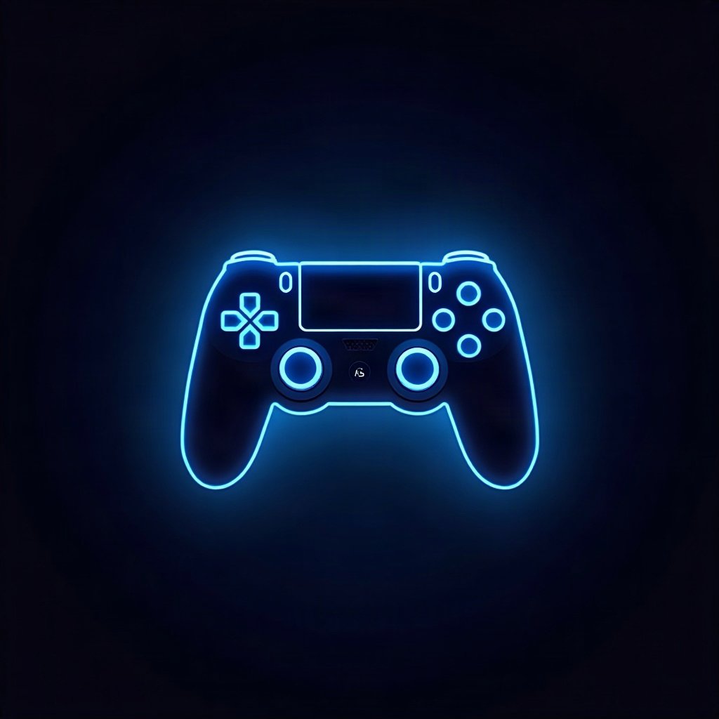 Cool PFPs — neon gaming controller silhouette on dark background, electric blue accent lighting, clean studio finish