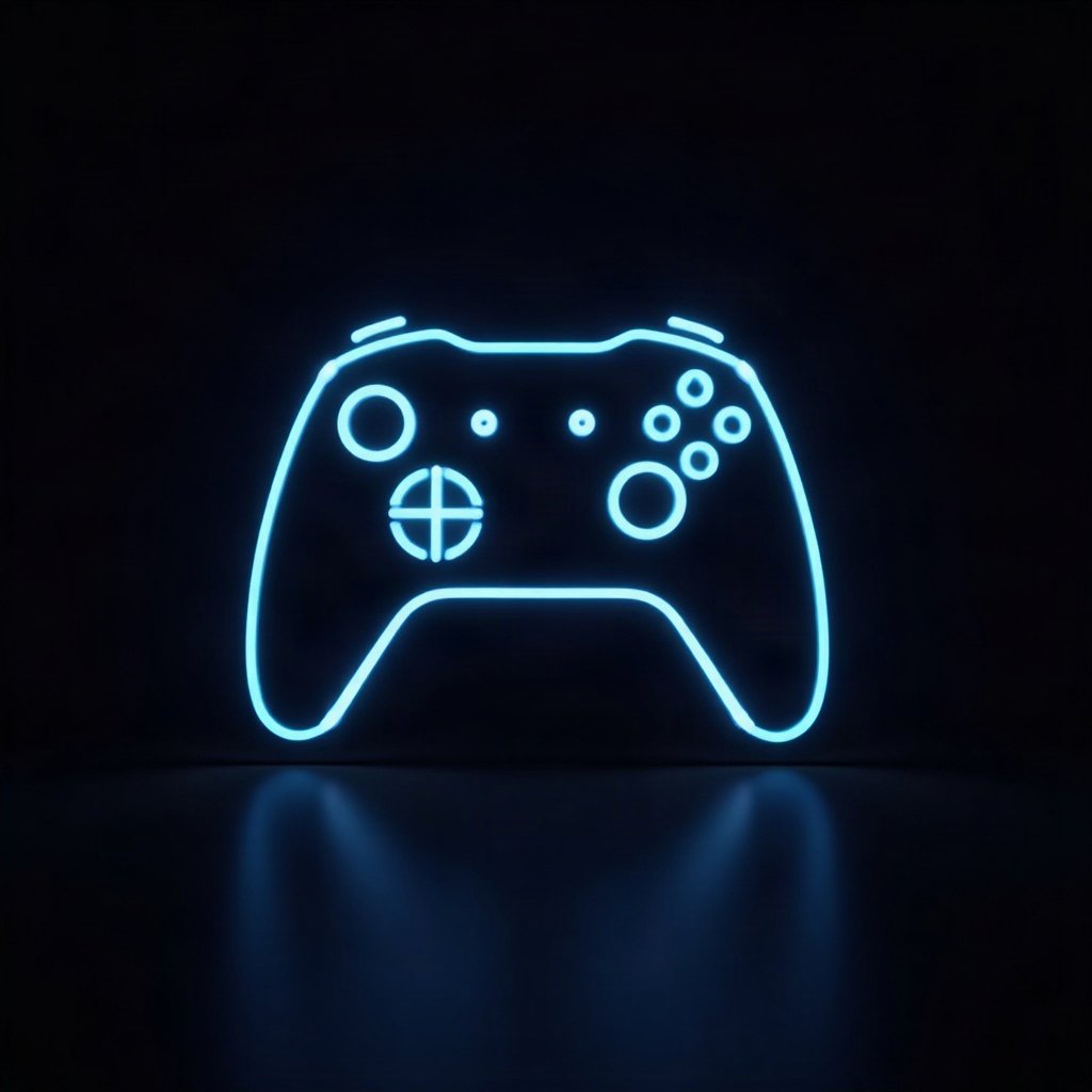 Cool PFPs — neon gaming controller silhouette on dark background, ice white rim light, cinematic contrast