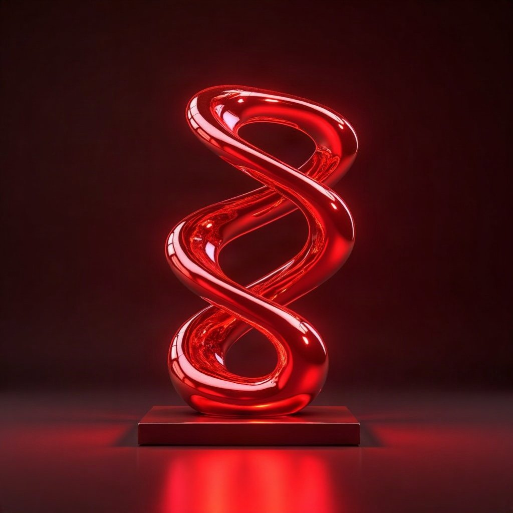 Cool PFPs — liquid chrome abstract sculpture, red neon glow, glossy premium render