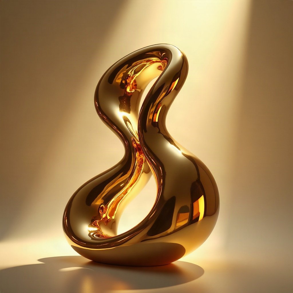 Cool PFPs — liquid chrome abstract sculpture, gold hour edge light, subtle film grain