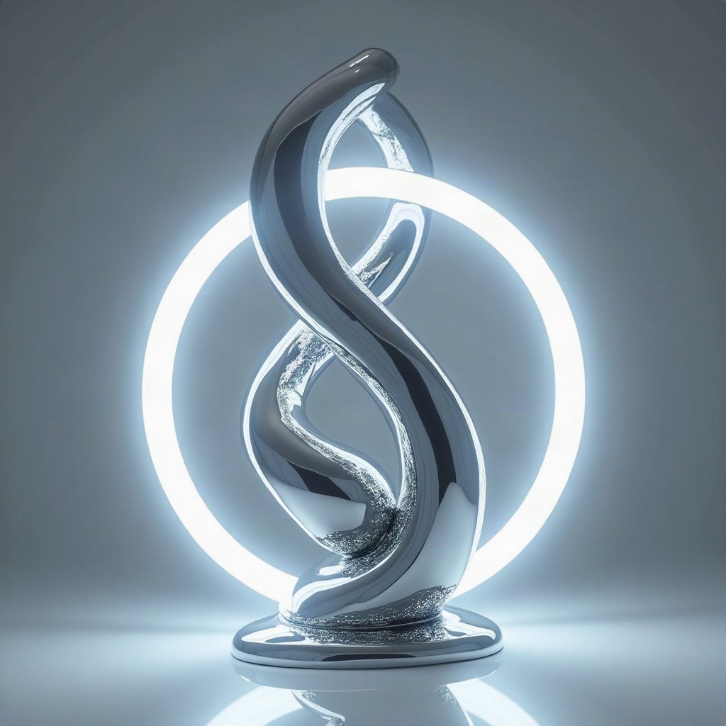 Cool PFPs — liquid chrome abstract sculpture, ice white rim light, clean studio finish