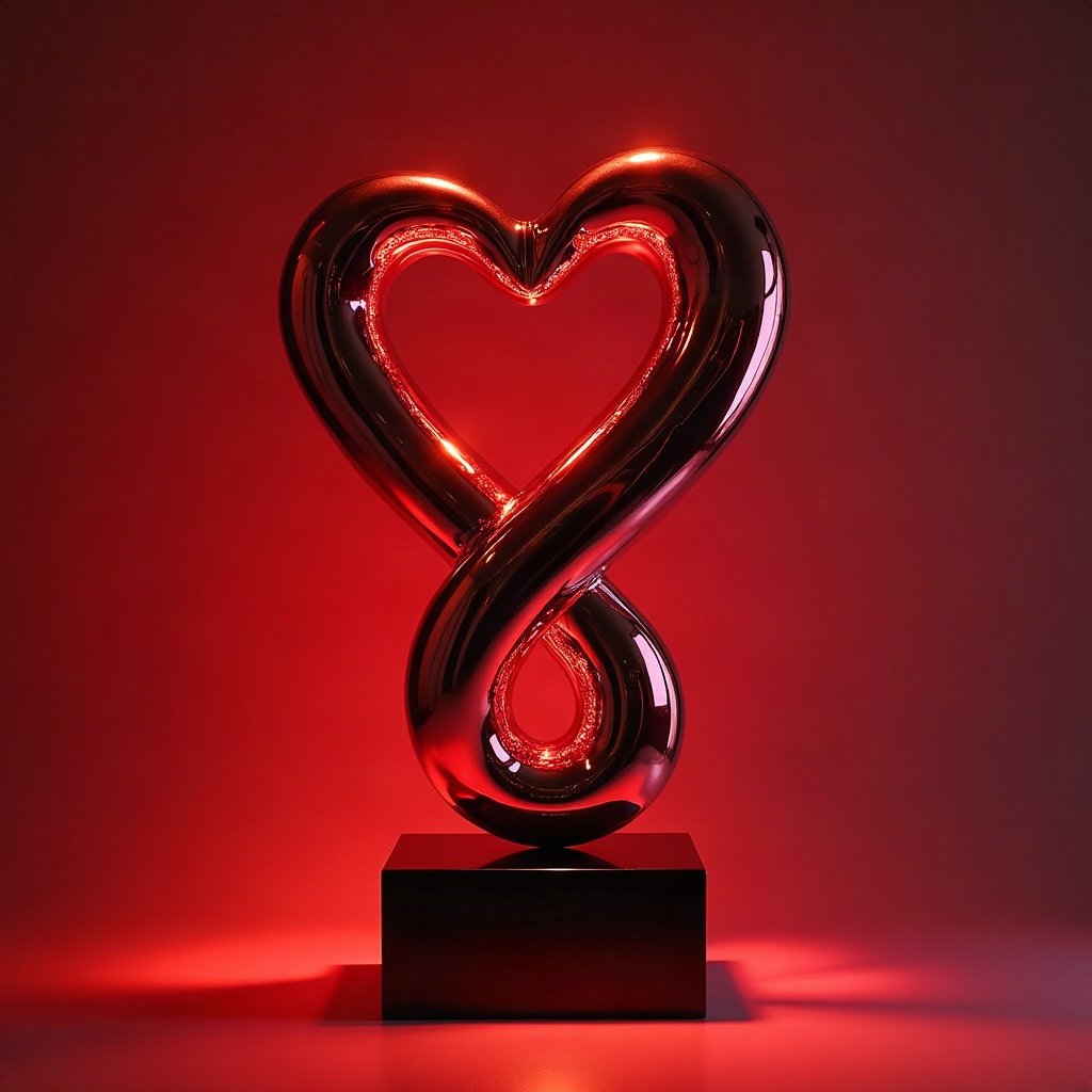 Cool PFPs — liquid chrome abstract sculpture, red neon glow, clean studio finish