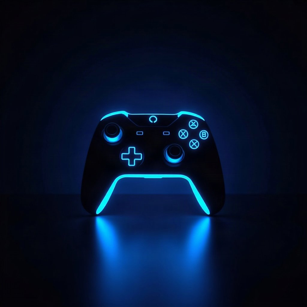 Cool PFPs — neon gaming controller silhouette on dark background, electric blue accent lighting, cinematic contrast