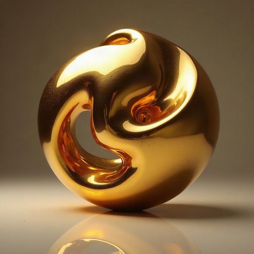 Cool PFPs — liquid chrome abstract sculpture, gold hour edge light, subtle film grain