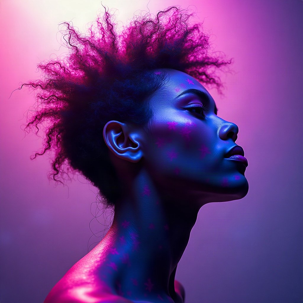 Cool PFPs — graffiti-style abstract burst, violet haze lighting, clean studio finish