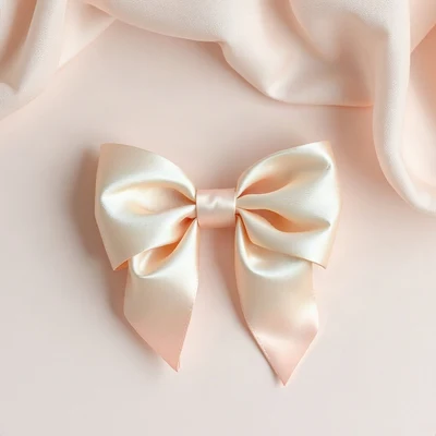 coquette pfp — silk ribbon bow, blush pink and cream, delicate lace texture