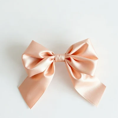 coquette pfp — silk ribbon bow, dusty rose and pearl white, gentle film grain