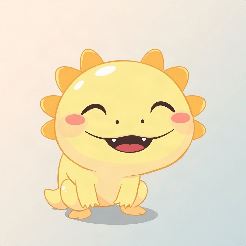cute pfp — tiny axolotl, butter yellow palette, tiny open-mouth smile