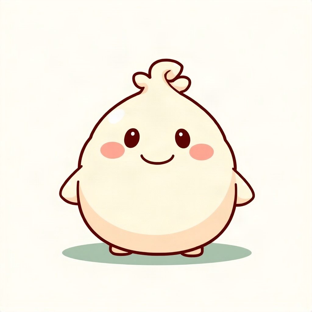 cute pfp — smiling dumpling creature, mint and cream palette, rosy blush cheeks