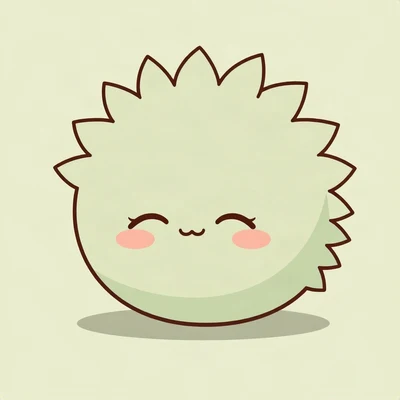 cute pfp — round hedgehog, sage green pastel palette, closed happy eyes