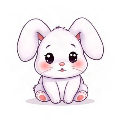 cute pfp — chubby bunny with floppy ears, lavender blush palette, small sparkles around