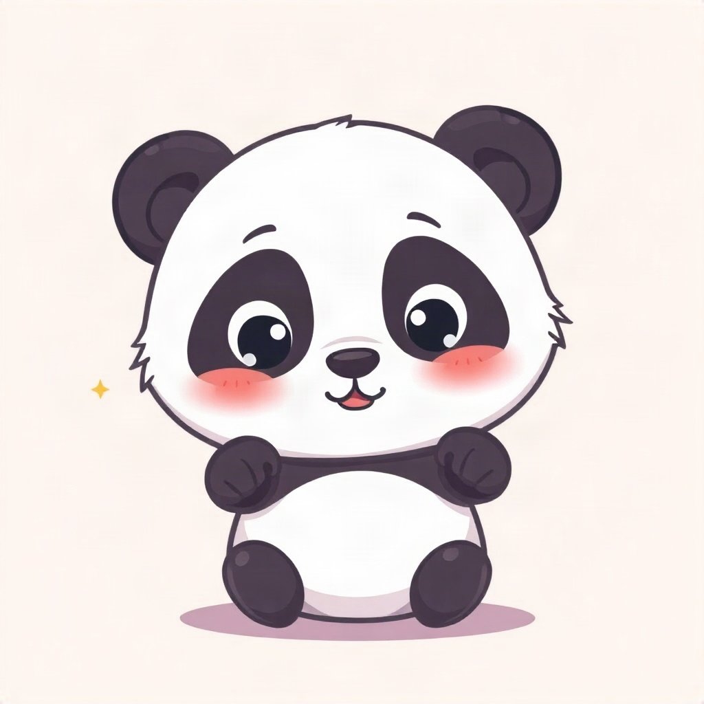 cute pfp — baby panda, lavender blush palette, rosy blush cheeks
