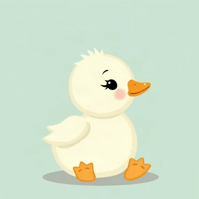 cute pfp — baby duckling, mint and cream palette, rosy blush cheeks