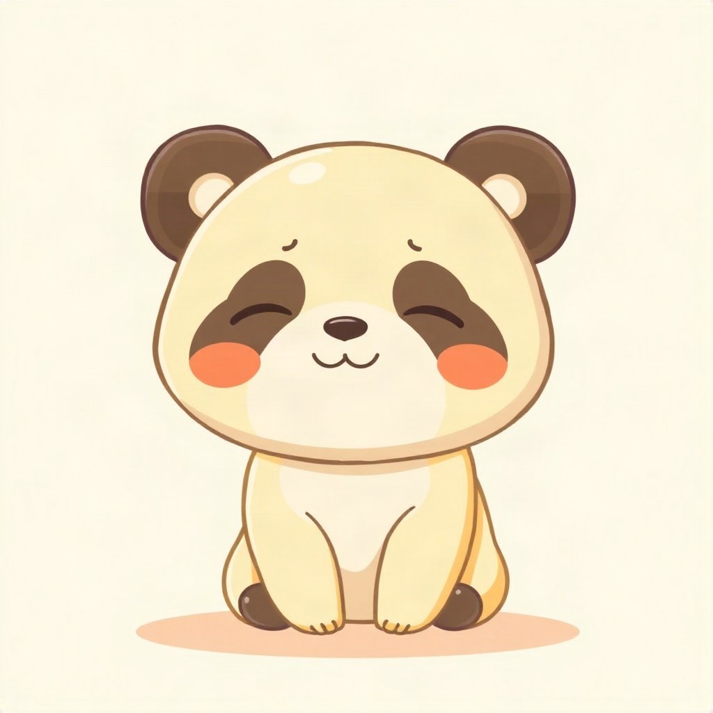 cute pfp — baby panda, butter yellow palette, closed happy eyes