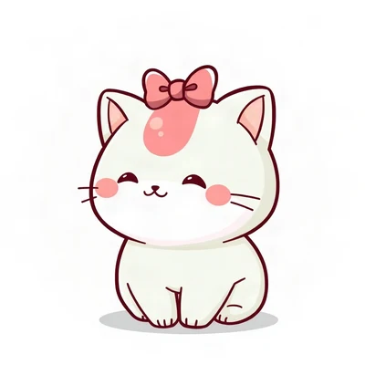 cute pfp — mochi-shaped kitten, mint and cream palette, tiny bow on head