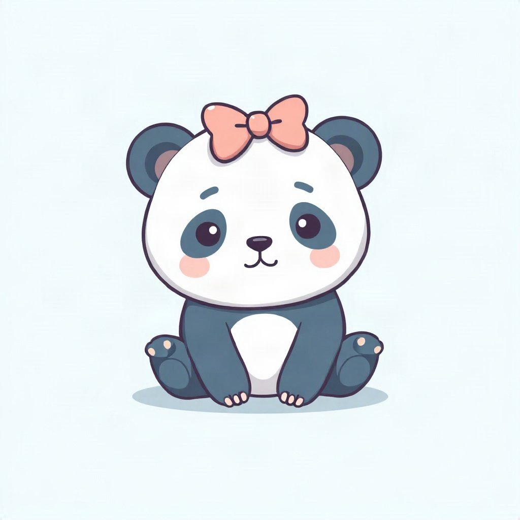 cute pfp — baby panda, soft sky blue palette, tiny bow on head