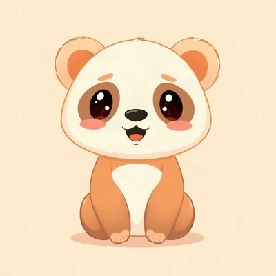 cute pfp — baby panda, peach and cream palette, tiny open-mouth smile