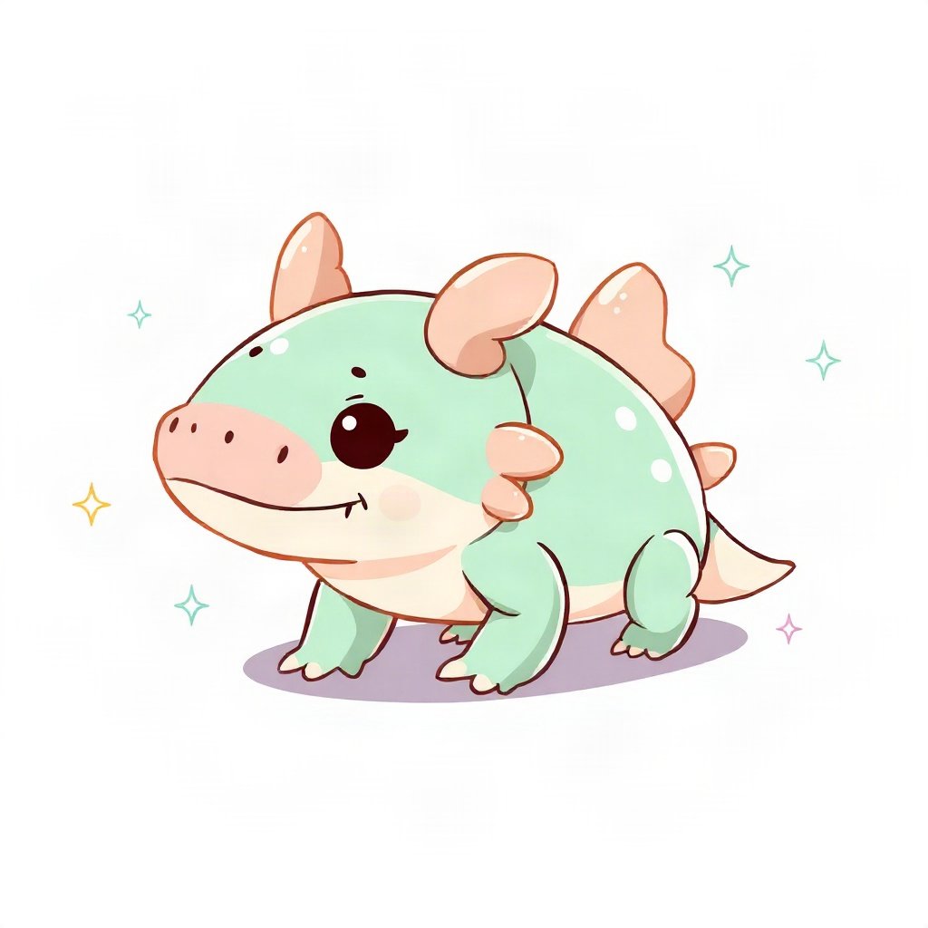 cute pfp — tiny axolotl, mint and cream palette, small sparkles around