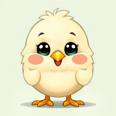cute pfp — fluffy baby chick, mint and cream palette, tiny open-mouth smile