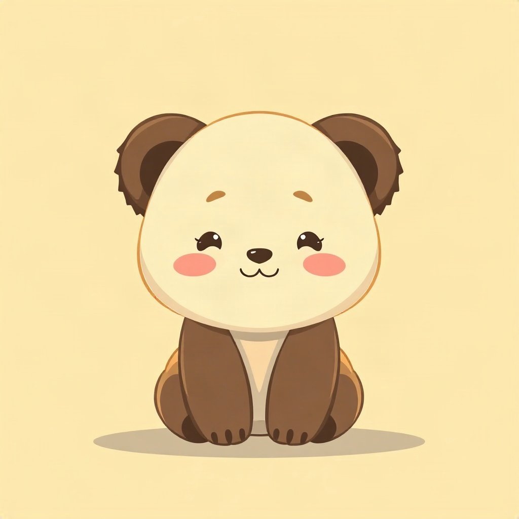 cute pfp — baby panda, butter yellow palette, rosy blush cheeks